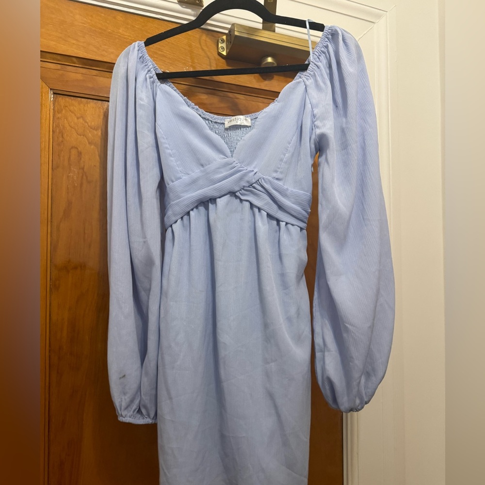Vestique periwinkle blue long sleeve minidress size small